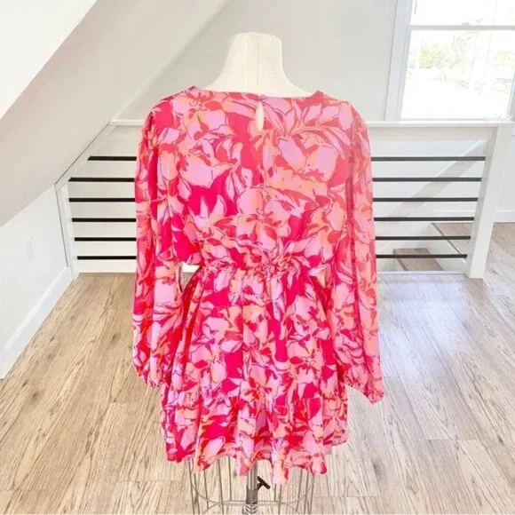 New Jessica Simpson Floral Cut Out Detail O Ring Flirty Vaca Cruise Fun Wear XL - Picture 2 of 4